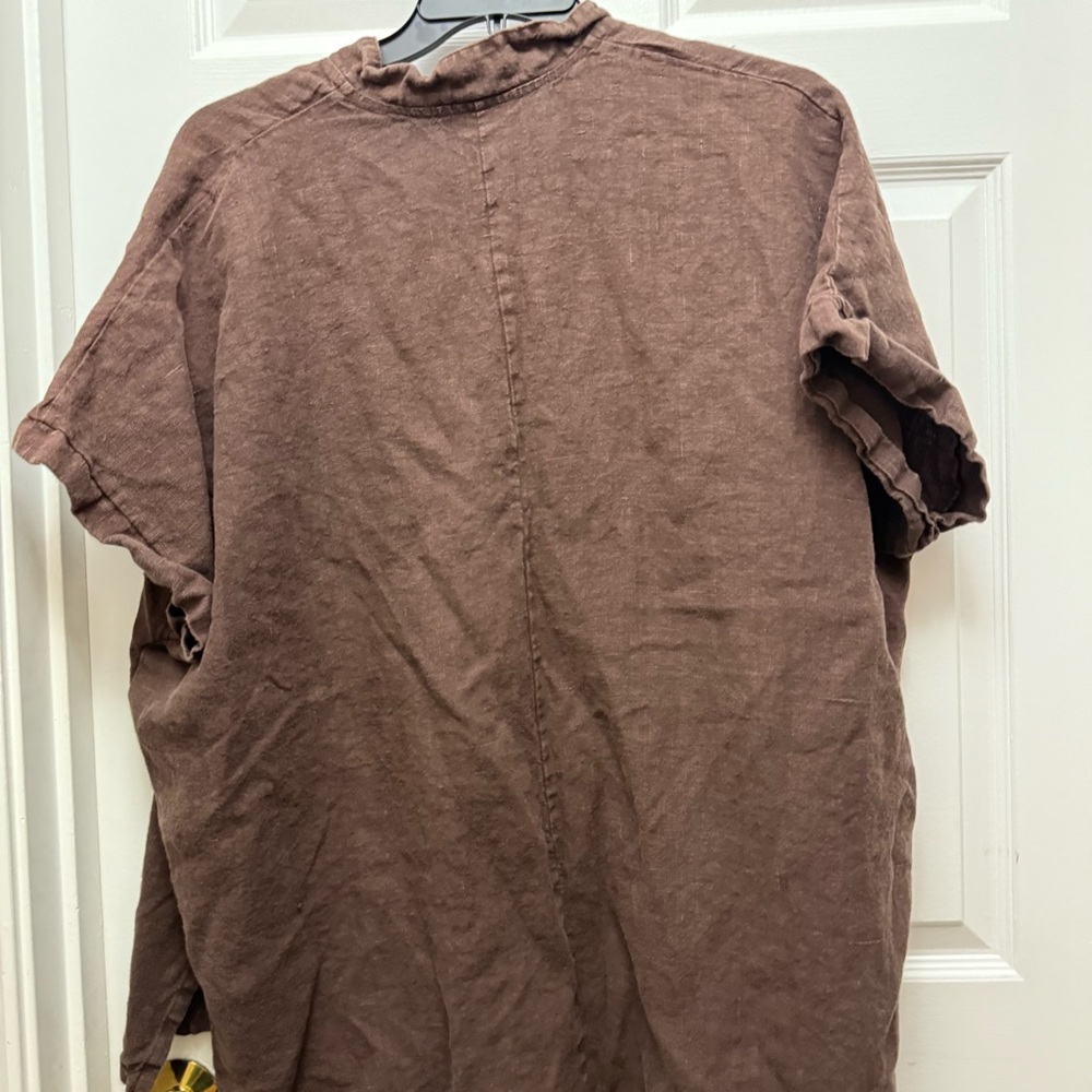 bryn Walker linen Brown Lightweight Shirt Jacket - Picture 8 of 8